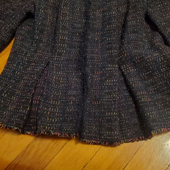 Rebecca Taylor Rainbow Tweed Jacket in Navy. Funfetti. Pleated parts. Size 6. - Picture 4 of 15